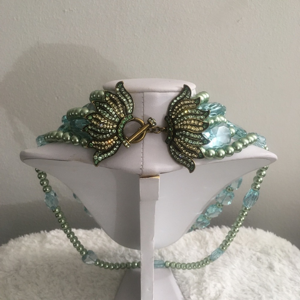 Heidi Daus Facetted Aqua Glass & Pearls Necklace - Picture 11 of 13